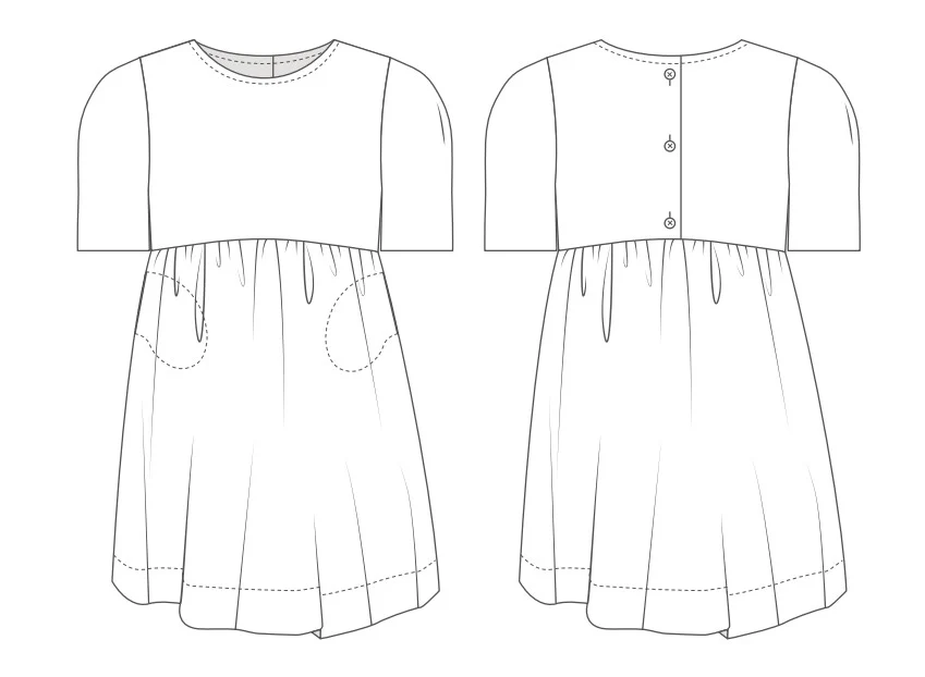 Inkeri lasten mekkokaava, Kaavala ompelukaava (paperikaava)