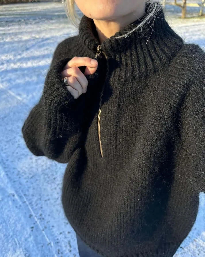 PetiteKnit Zipper Sweater (FI) - neuleohje suomeksi