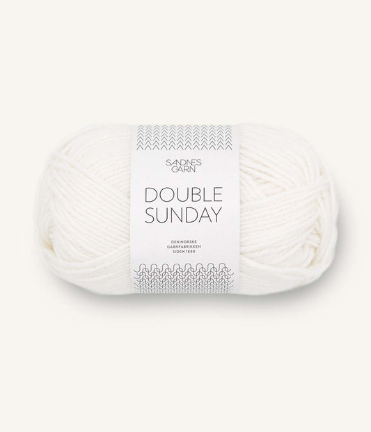 Sandnes Garn Double Sunday - valkoinen merinovillalanka neuleisiin, puseroihin ja asusteisiin.
