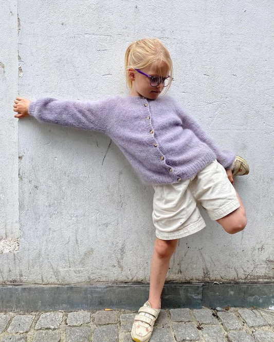 PetiteKnit Novice Cardigan Junior - Mohair Edition (ENG, KIDS) - children's knitting pattern in English