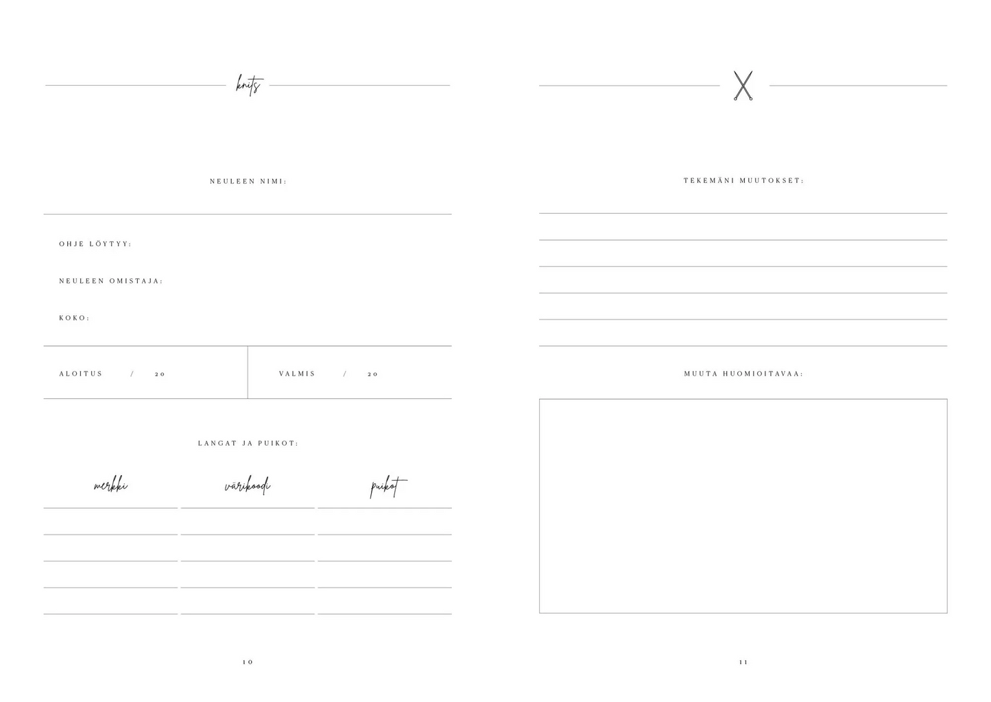 Knits and Bits of Life -neulepäiväkirja