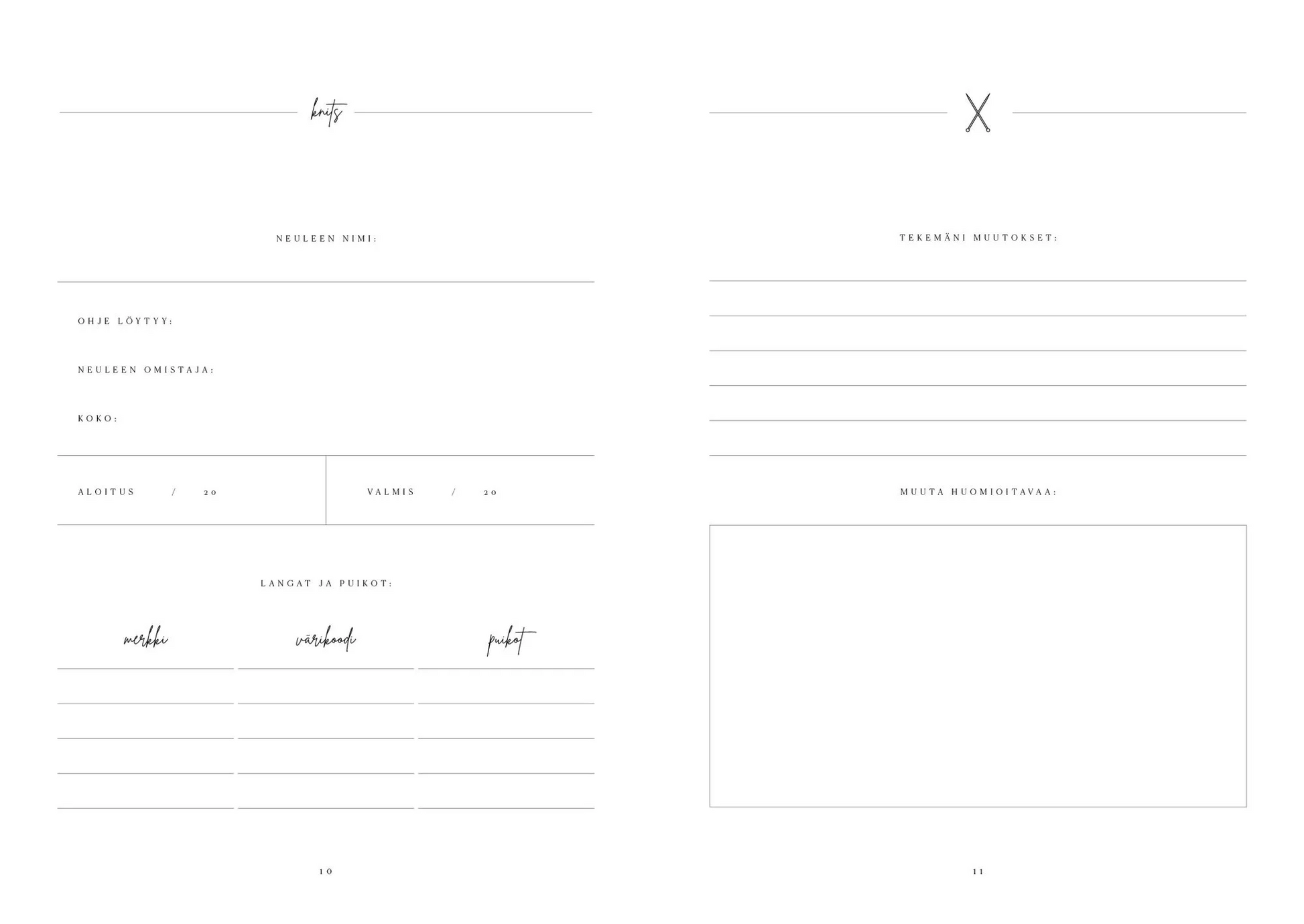 Knits and Bits of Life -neulepäiväkirja